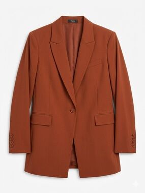 Theory Women's Rust Blazer with Single-Button Closure